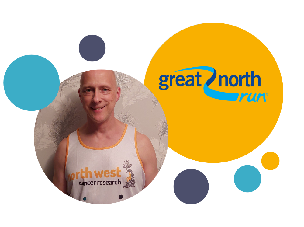Paul wearing Northwest Cancer Research runner vest