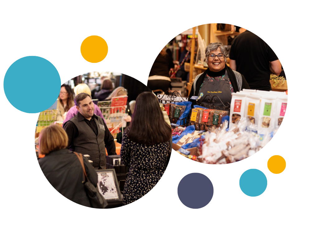 Stallholders and shoppers at the Bazaar 