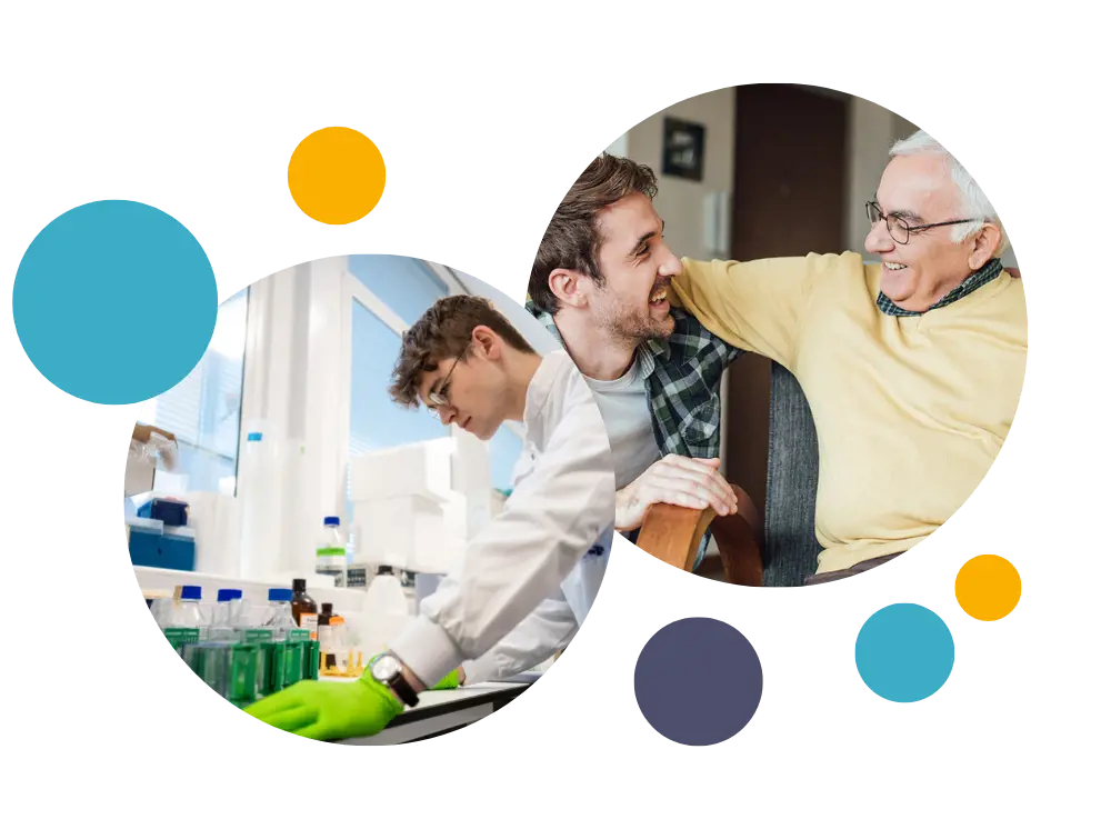 Researcher and father and son 