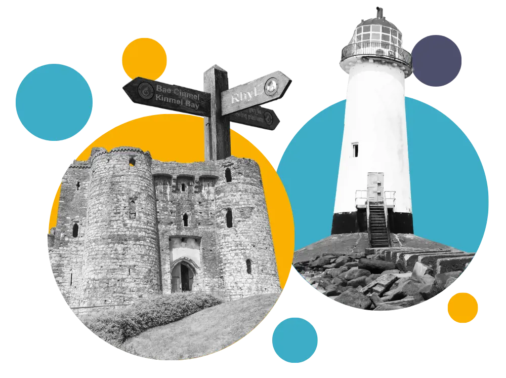 imagery of recognisable buildings across NORTH WALES