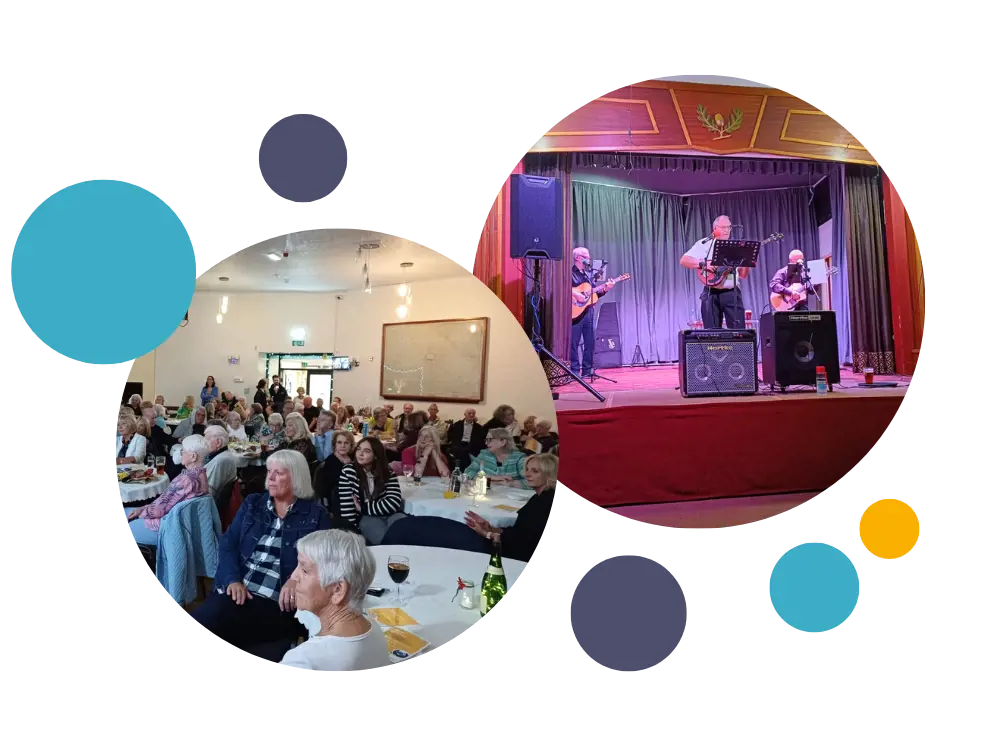 a band performing at aughton's evening do as well as the crowd 