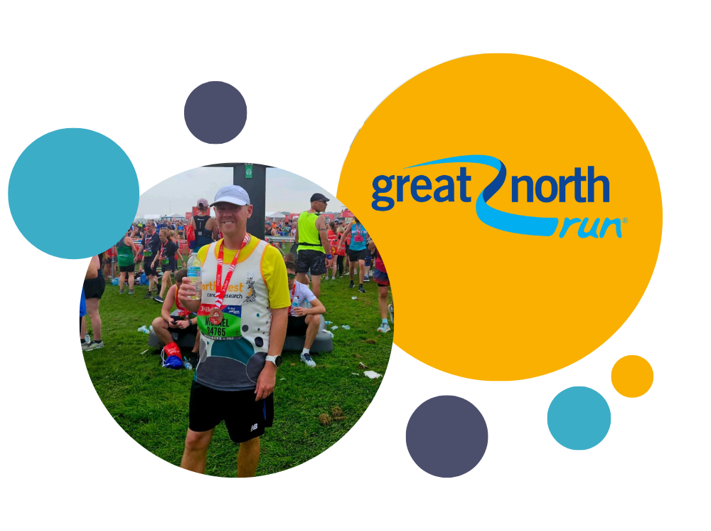 Michael at the finish line of The Great North Run 