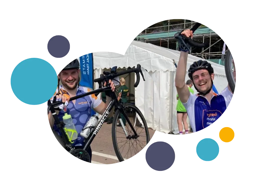 Cyclists celebrating 