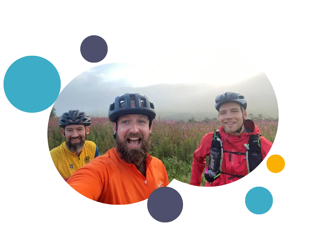 Stu, Sam and Bob on their cycle 