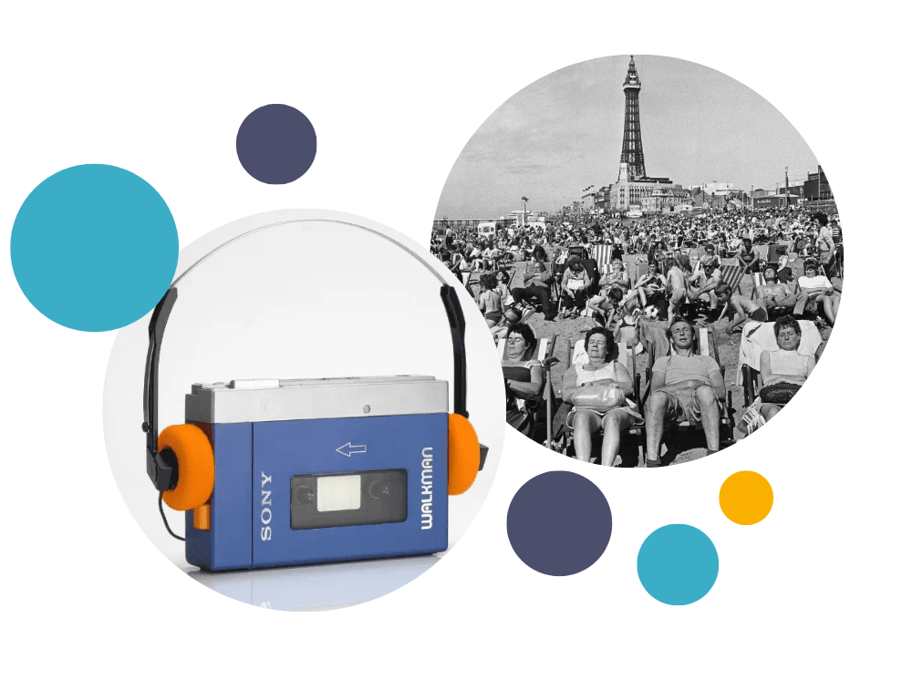 past image of blackpool and a walkman 